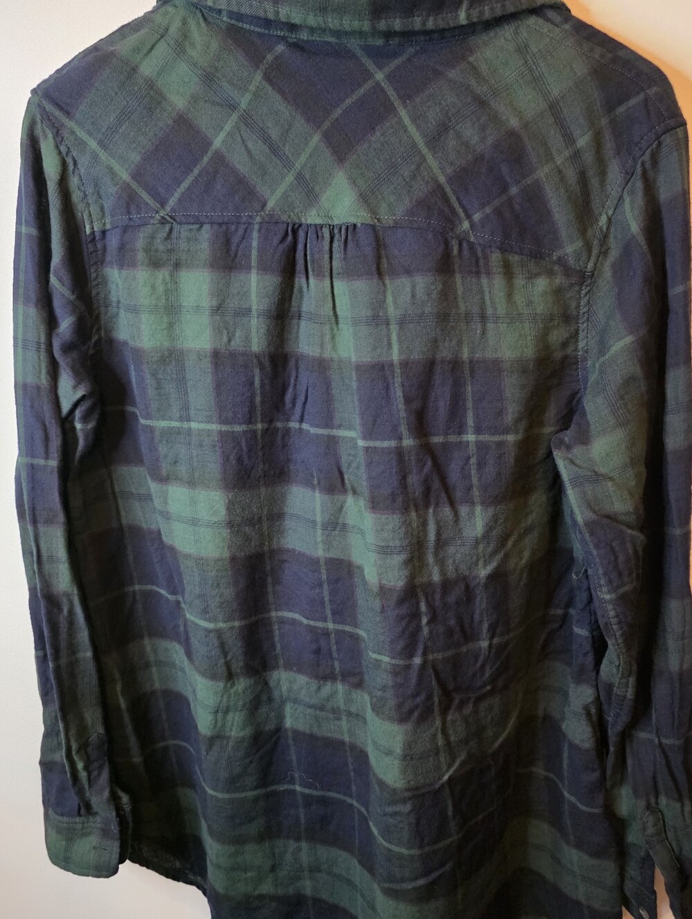 Liz Lange Maternity Green Navy Plaid Flannel Boyfriend Tunic Size XL - Picture 6 of 11